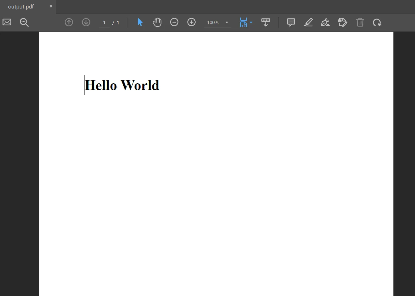 .NET Core PDF Library, Figure 6: PDF file output from Hello World HTML text