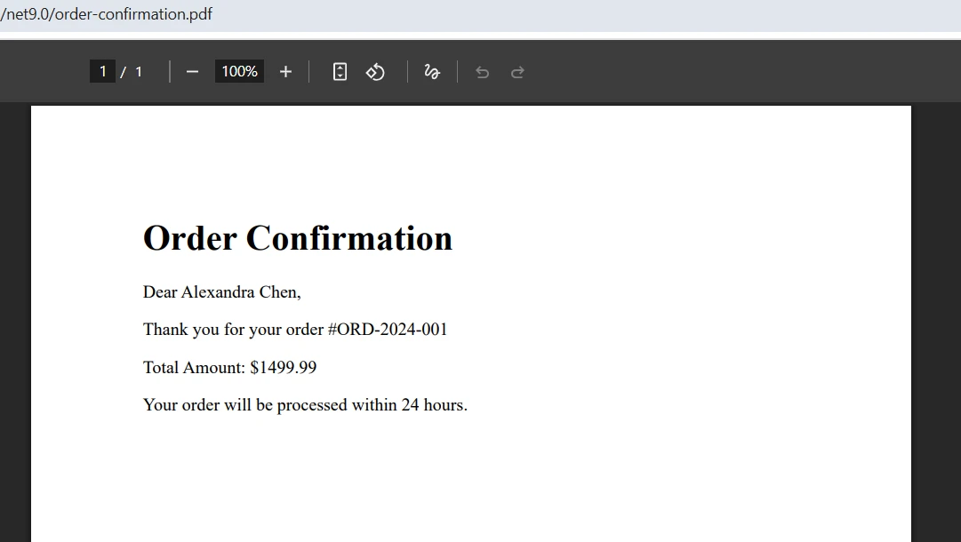 Dynamic PDF Generation .NET Using IronPDF: Image 5 - PDF Output
