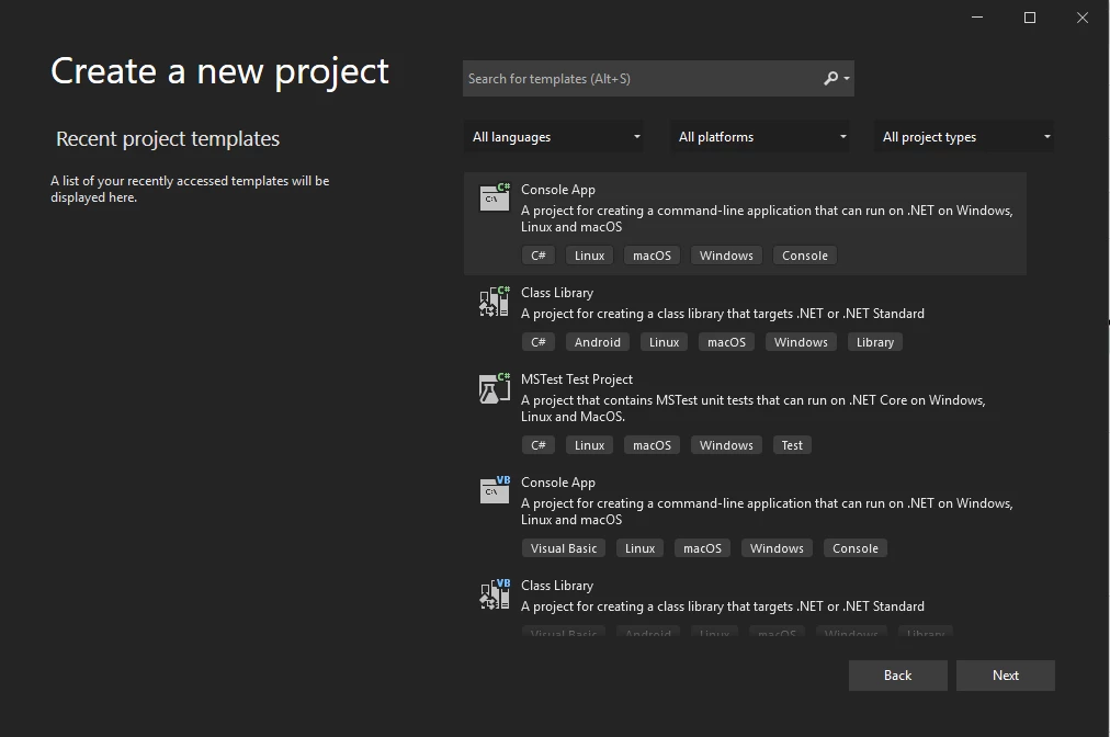 A Comparison between IronPDF and ExpertPDF for .NET: Figure 2: New Project Dialog Box
