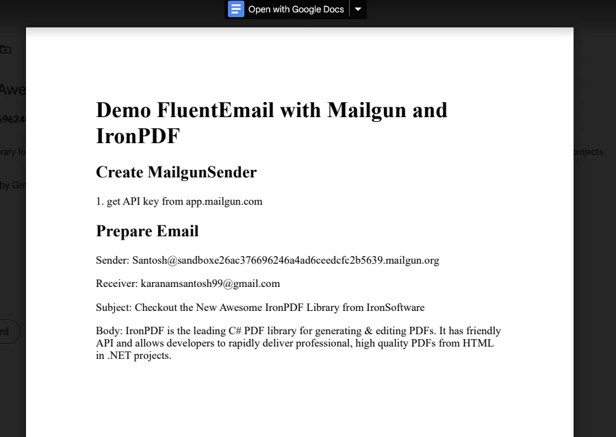 FluentEmail C# (How It Works For Developers): Figure 11 - PDF Output