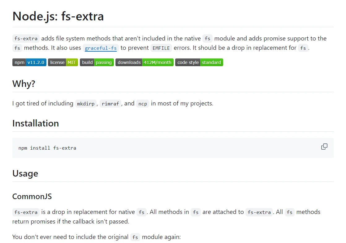 fs extra npm（开发者如何使用）：图1 - Node.js：fs-extra