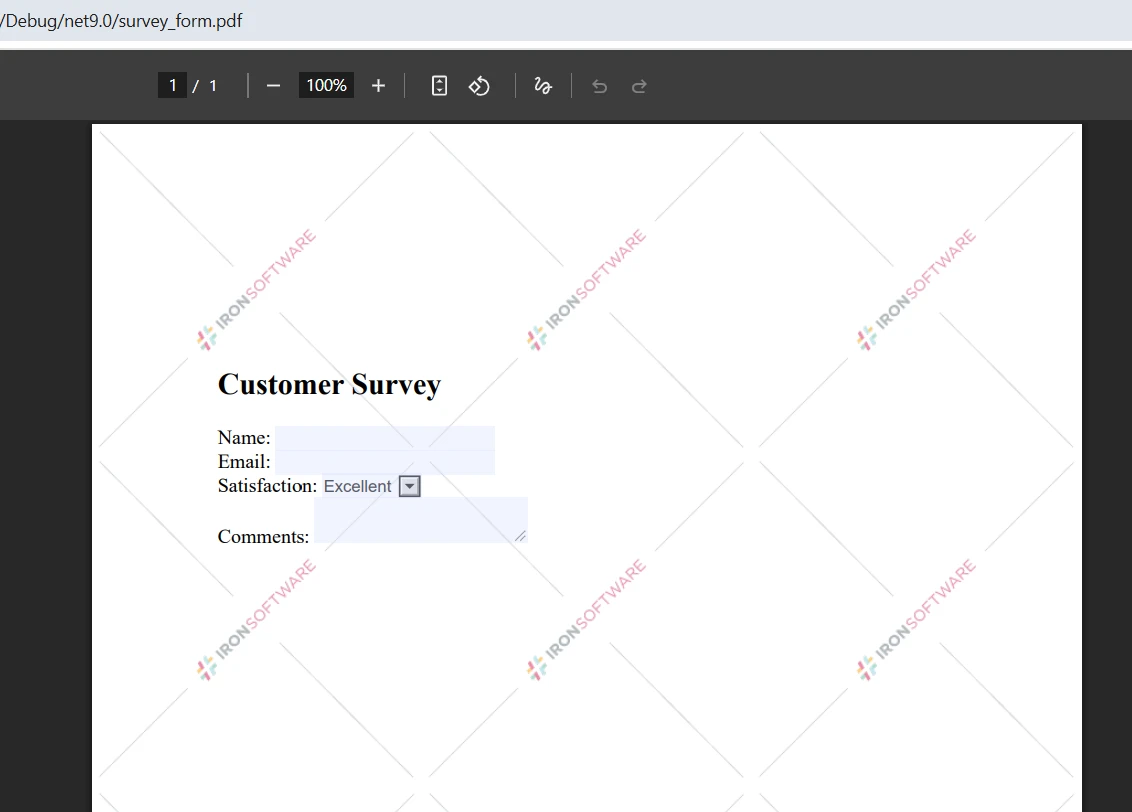 How to Dynamically Generate PDFs in C#: Figure 5 - Interactive PDF Form Output