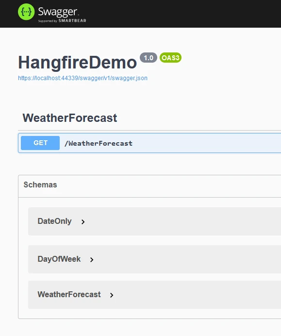 Hangfire .NET Core (How It Works For Developer): Figure 1 - Swagger