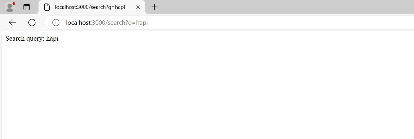 hapi node js (How It Works For Developers): Figure 2 - Routing using Query Parameters Output