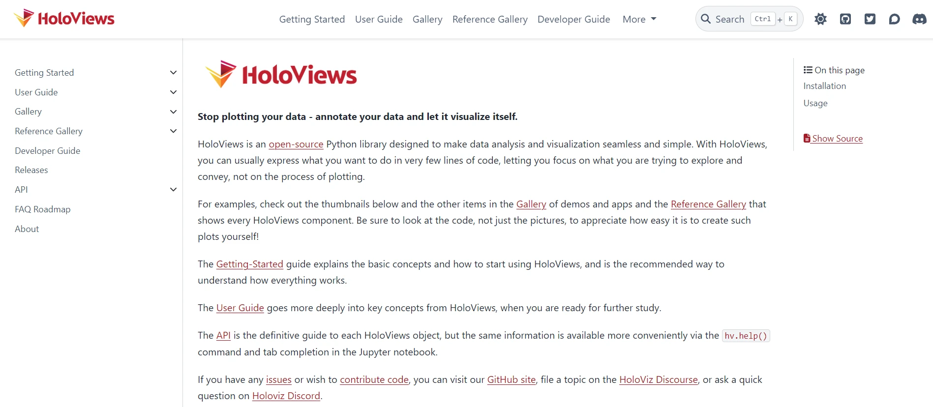 HoloViews Python (How It Works For Developers): Figure 1 - HoloViews module webpage