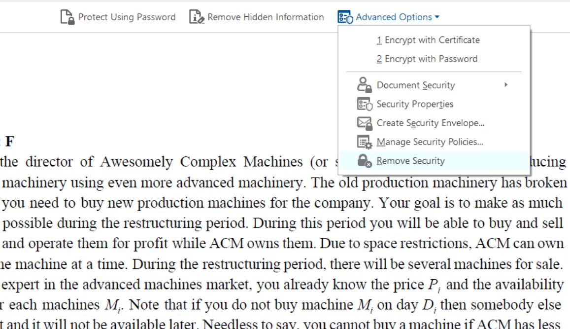 How to Remove a Password from a PDF File, Figure 4: Advanced Options