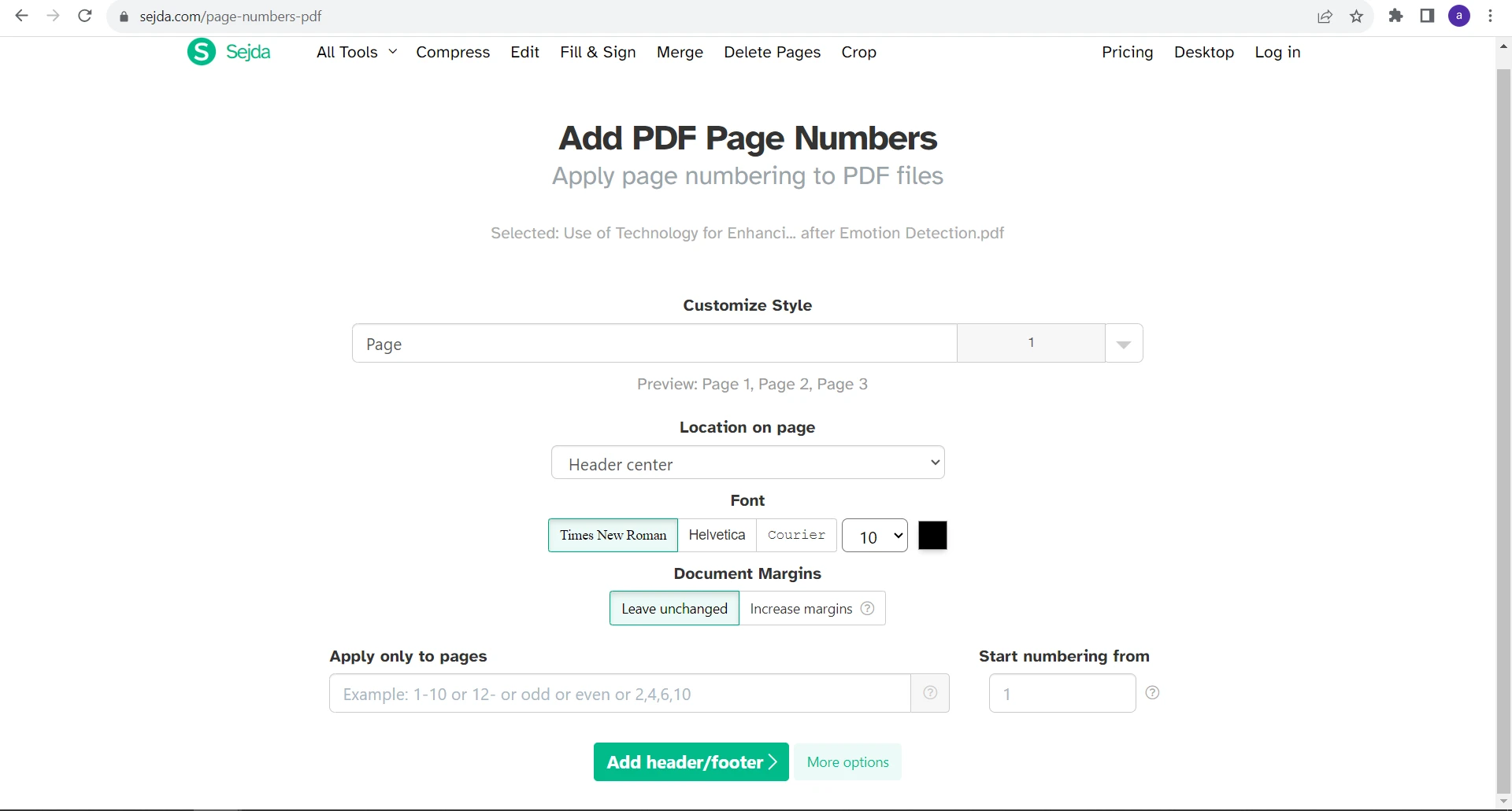 How to Add Page Numbers To a PDF: Figure 4