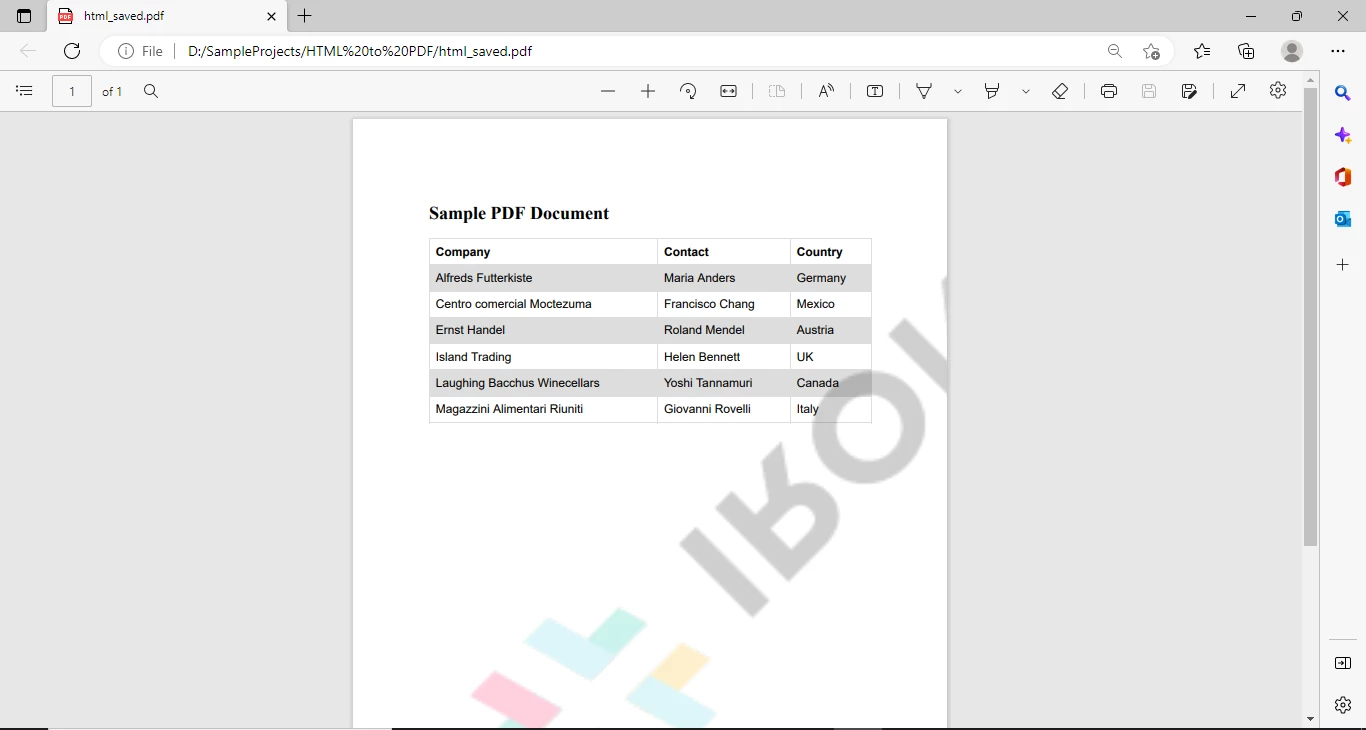 How to Add a Table to a PDF Using Java - Figure 6: Final PDF document with styling