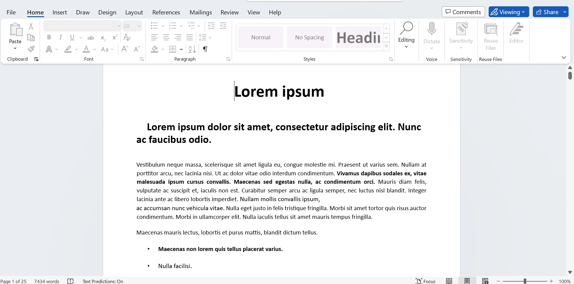 How to Edit Text in PDF (Beginner Tutorial): Figure 7 - A Microsoft Word document showing Lorem ipsum filler text.