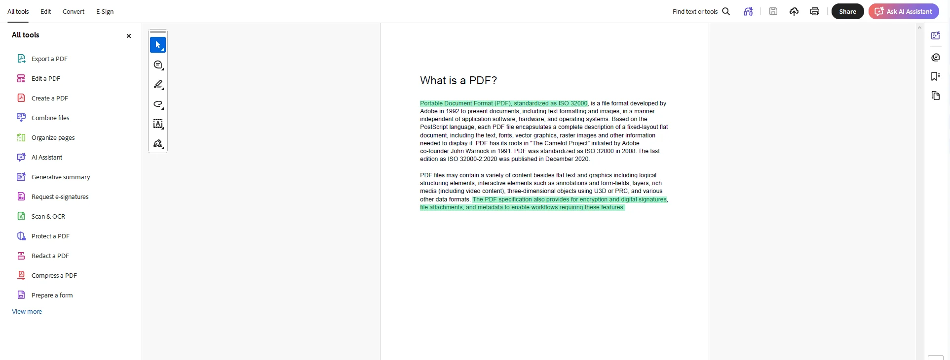Saved PDF with highlighting