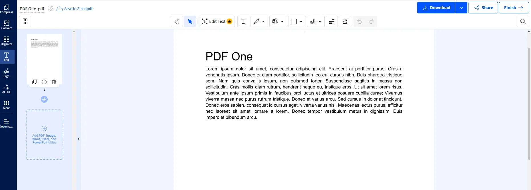 PDF opened in Smallpdf