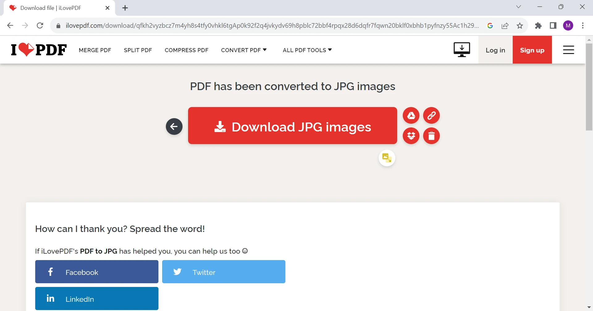 Cómo guardar PDF como JPEG (Guía para principiantes): Figura 4 - Descargar las imágenes JPG una vez finalizada la conversión