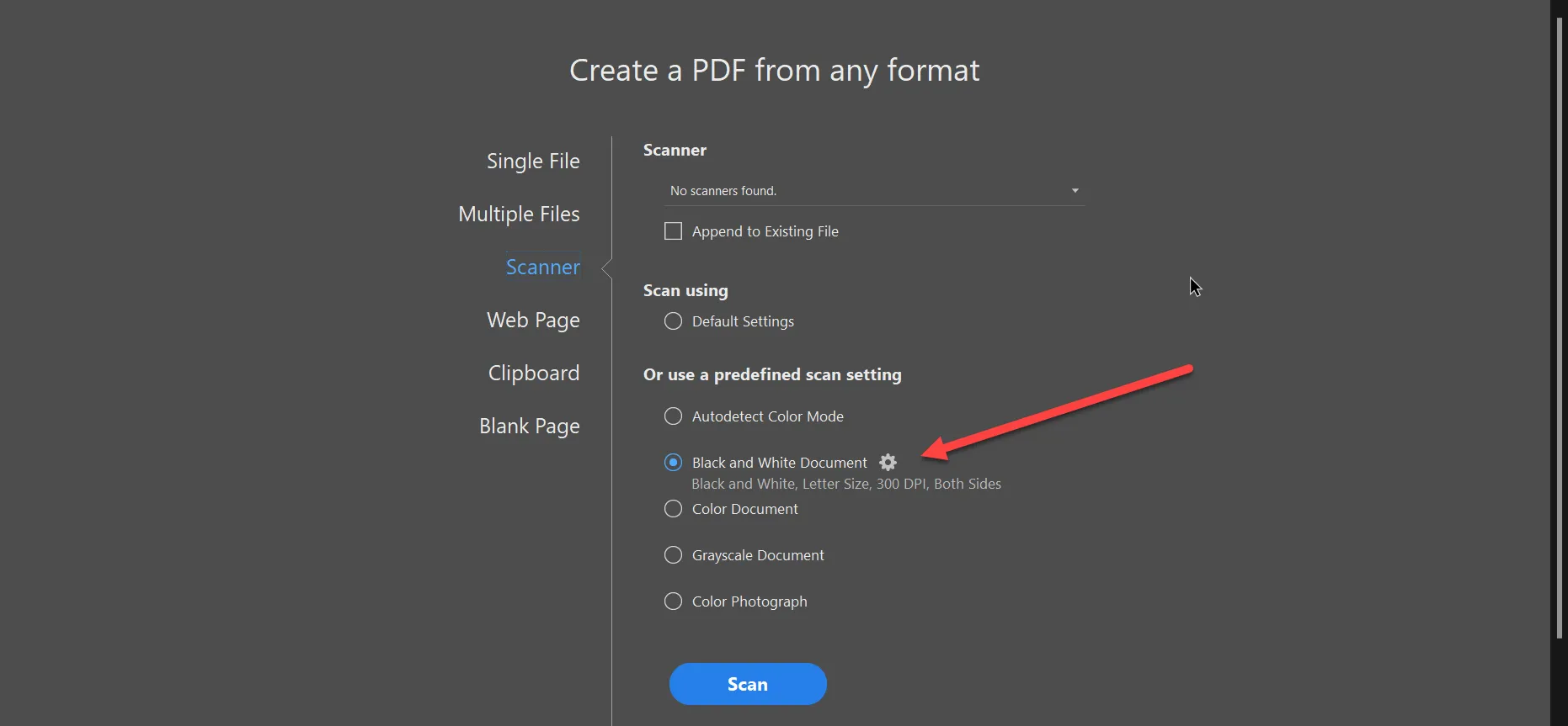 How to Scan Multiple Pages into One PDF File, Figure 5: Configurate your PDF file