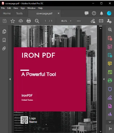 How to view PDF files in ASP.NET using C# and IronPDF, Figure 1: Add a Cover Page to a PDF document