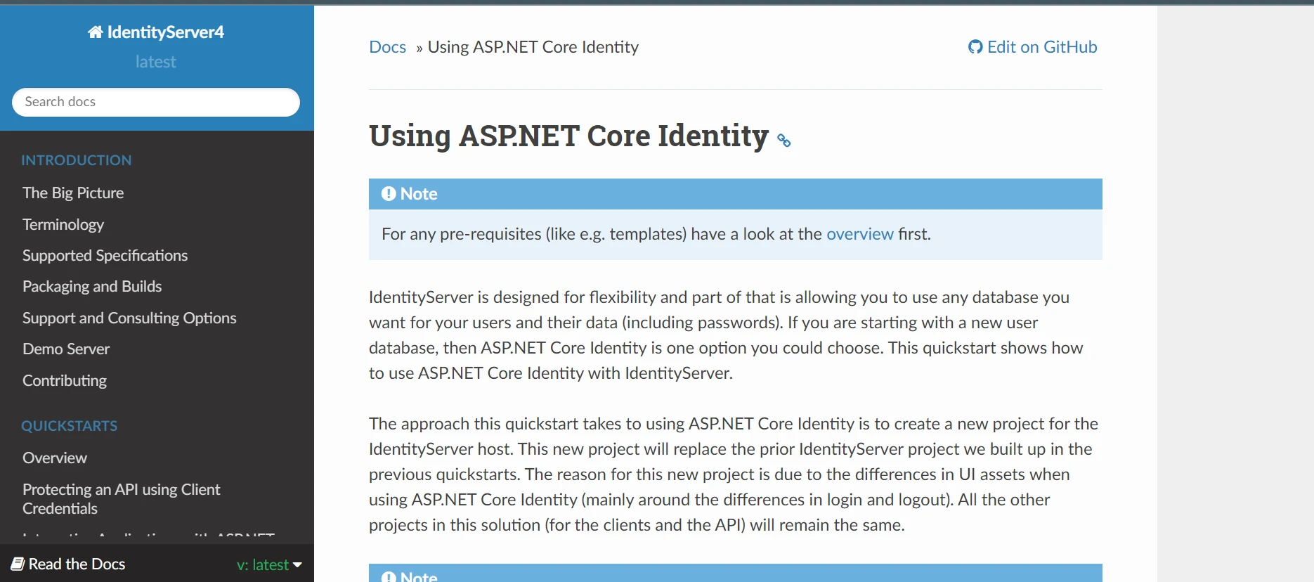 IdentityServer .NET (開発者のための仕組み)：図 1 - IdentityServer4: .NET Core Identity の使用