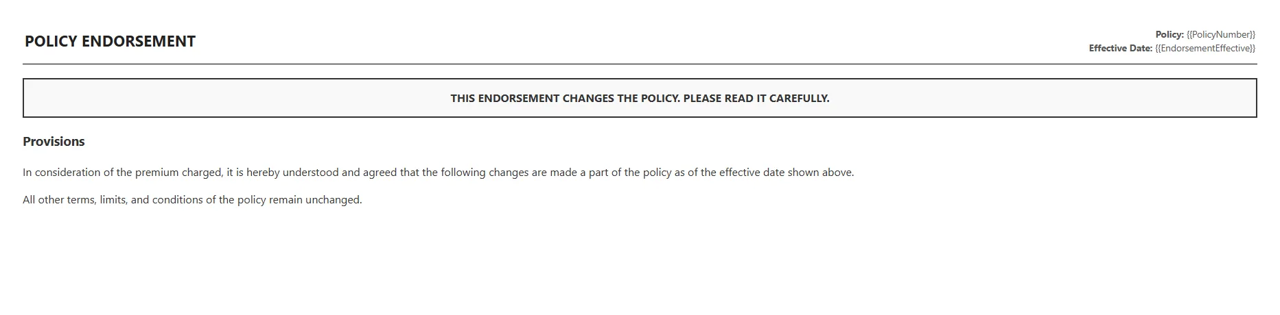 Endorsement template