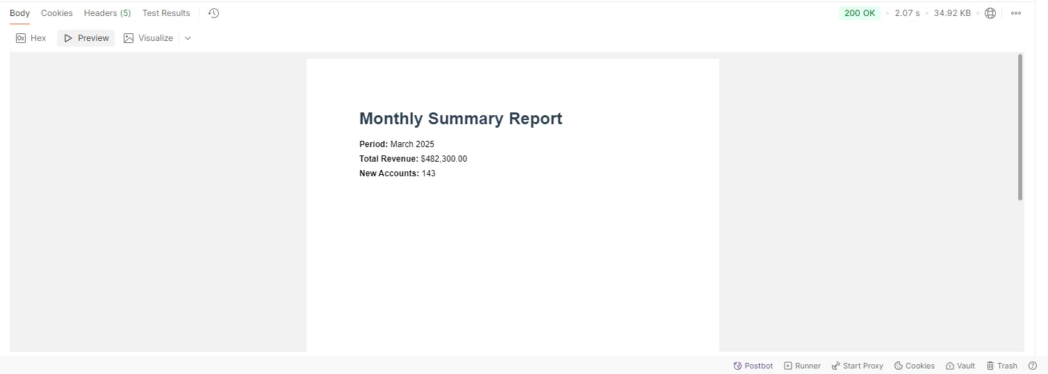 IronPDF example generated PDF