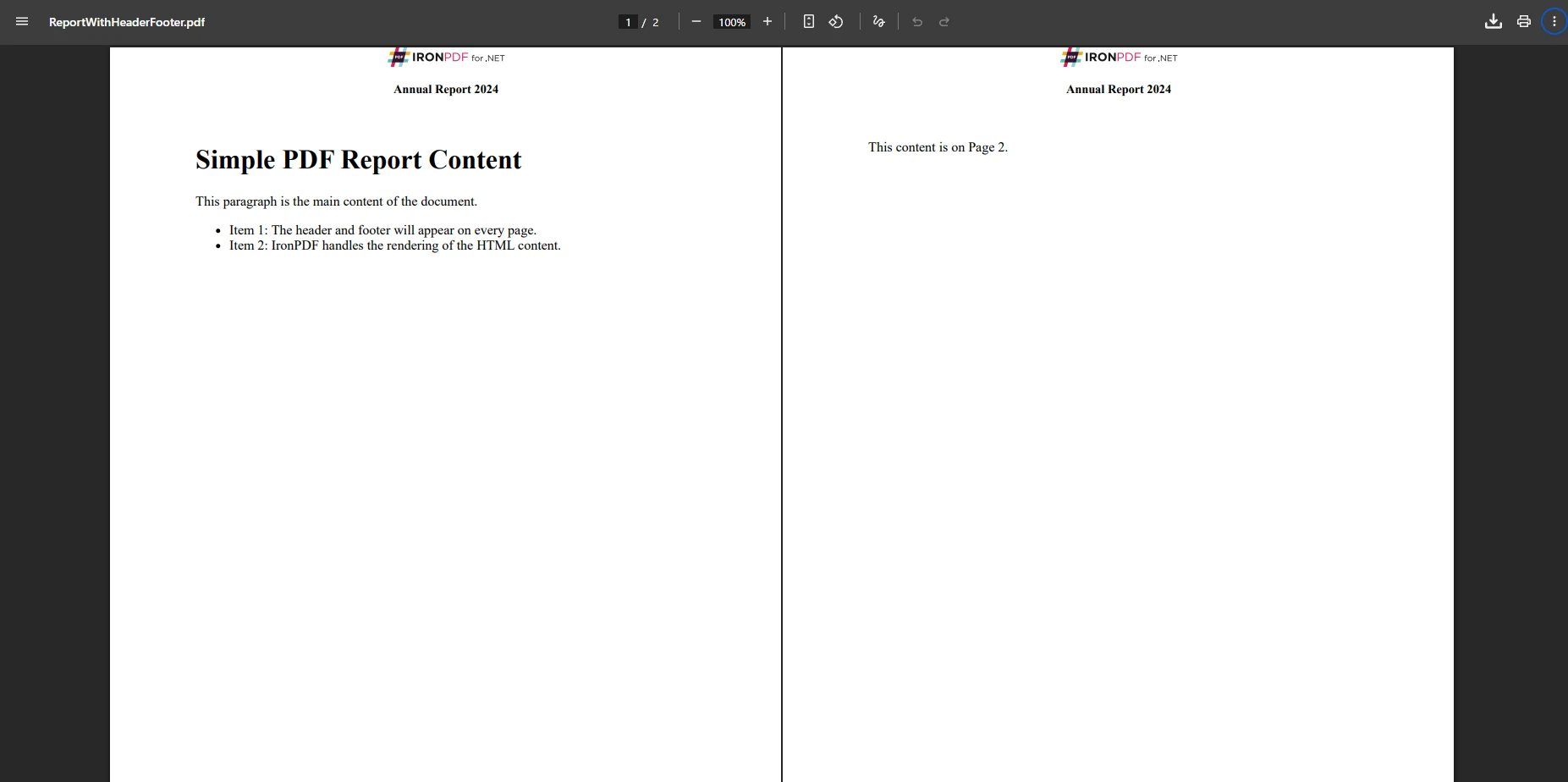 IronPDF vs iTextSharp HTML to PDF with Header and Footer in PDF Documents: Image 3 - Logo image in document headers