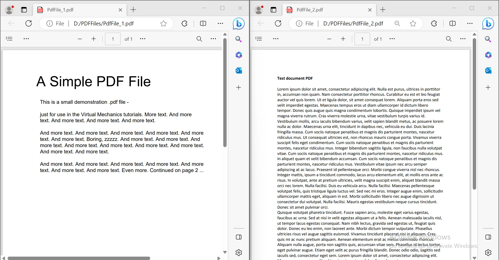 **How to Merge PDF Files Using iTextSharp**: Figure 3 - A simple PDF file, with a title A Simple PDF File and some body text beneath, along with a single-page PDF article.