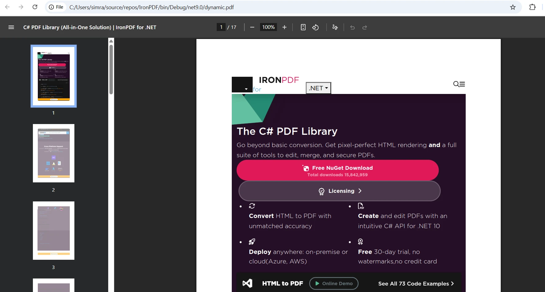 IronPDF vs iTextSharp MVC View to PDF File in C#: Image 12 - JavaScript Execution Output
