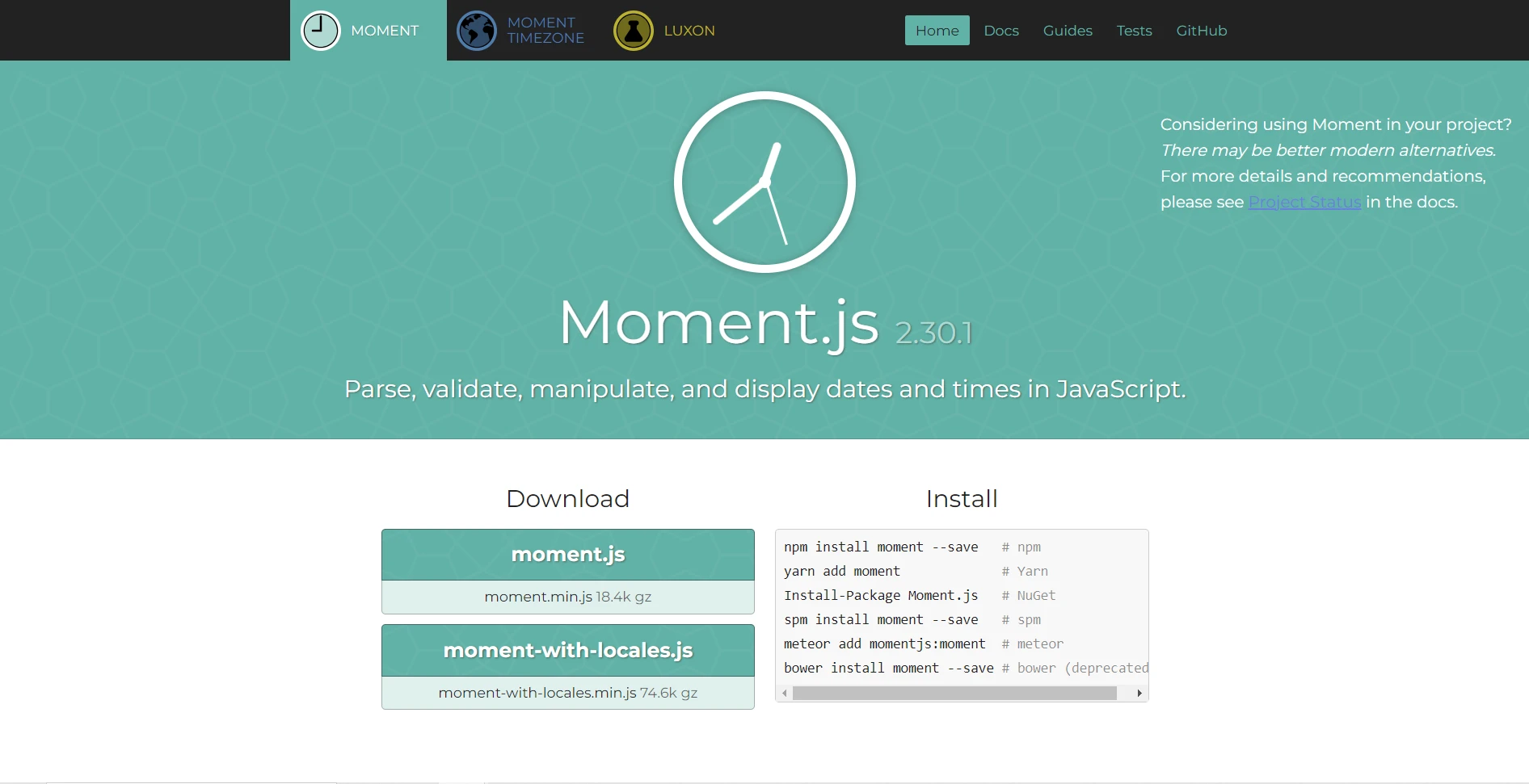 Moment.js（如何為開發者工作）：圖1 - Moment.js