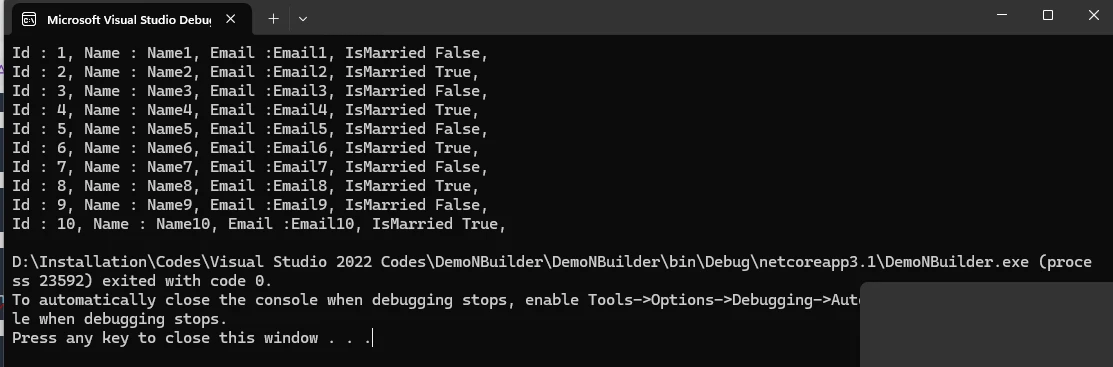 NBuilder .NET (How It Works For Developers): Figure 5 - Automatically assigning values