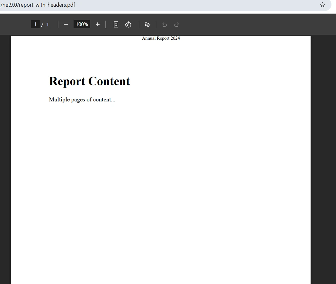 Discover the Top .NET HTML to PDF Converter, IronPDF: Image 10 - PDF Header Output