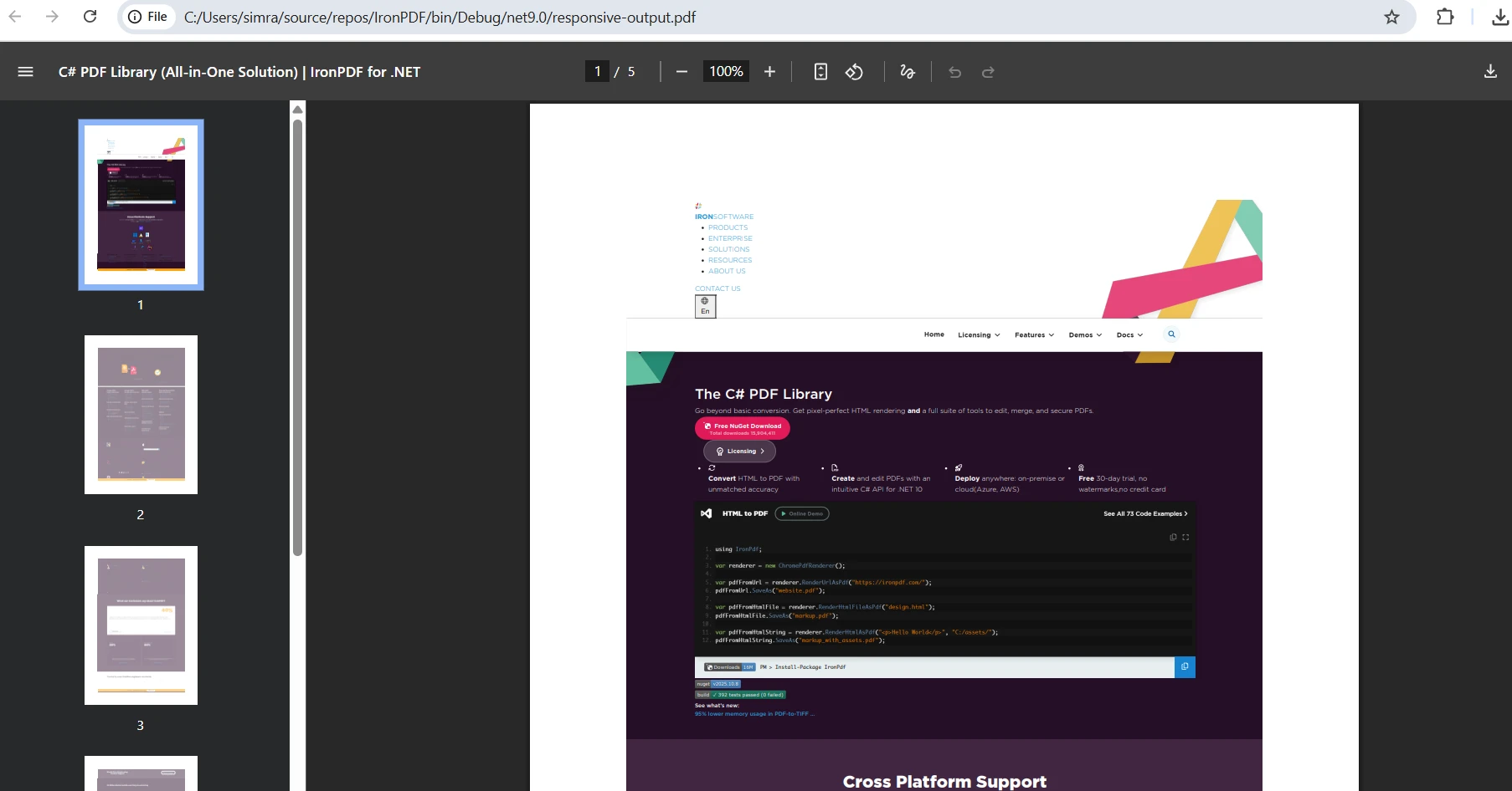 Discover the Top .NET HTML to PDF Converter, IronPDF: Image 9 - Responsive PDF Output