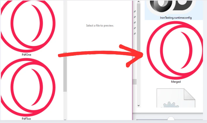 How to Merge PDF Files in .NET: Figure 2 - Unmerged PDF files vs. the final, merged PDF