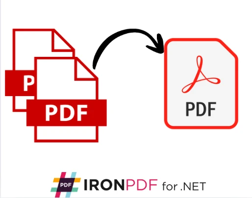 .NET Merge PDF: The Complete Developer's Guide to IronPDF: Image 1 - multiple PDF icons converging into a single PDF