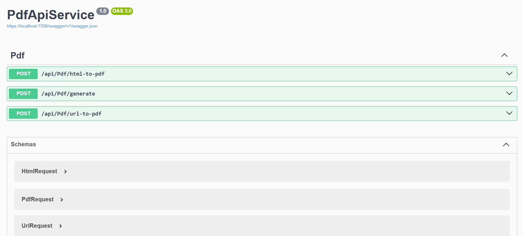 .NET PDF API a tutorial for .NET developers: Image 4 - Swagger UI
