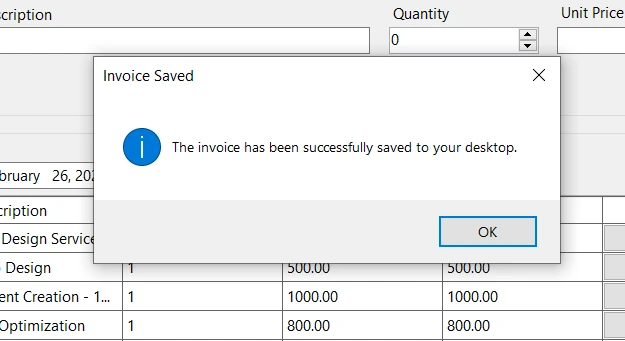 .NET Software Development (How It Works For Developers): Figure 5 - Saved Invoice Dialog