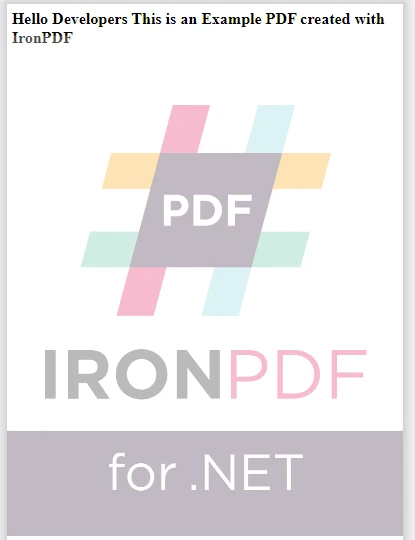 Cómo editar un archivo PDF en Node.js: Figura 4 - SALIDA: Estampando nuevo contenido en una página PDF usando IronPDF