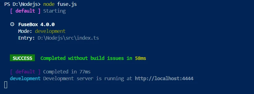 NPM fuse-box (How It Works For Developers): Figure 2 - Console Output