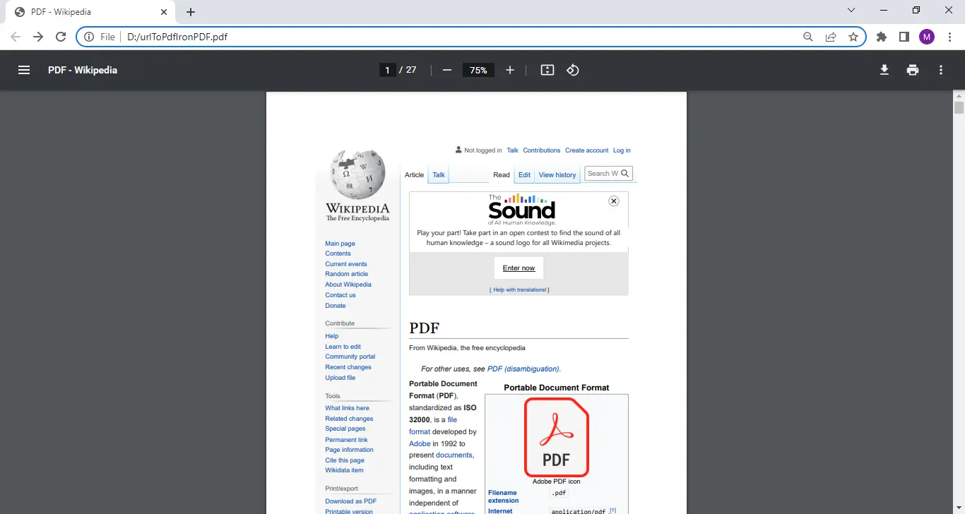 Comparing IronPDF and NReco, Figure 3: Generating a PDF from a URL using IronPDF