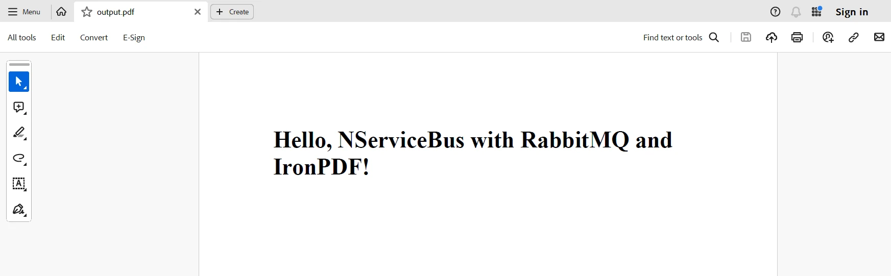 NServiceBus C#（为开发人员工作的方式）：图9 - 使用NServiceBus与RabbitMQ以及IronPDF生成的PDF输出