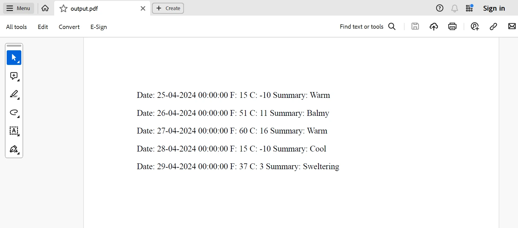 Nswag C# (開発者のための動作方法): 図4 - 上記のコードからの出力例 