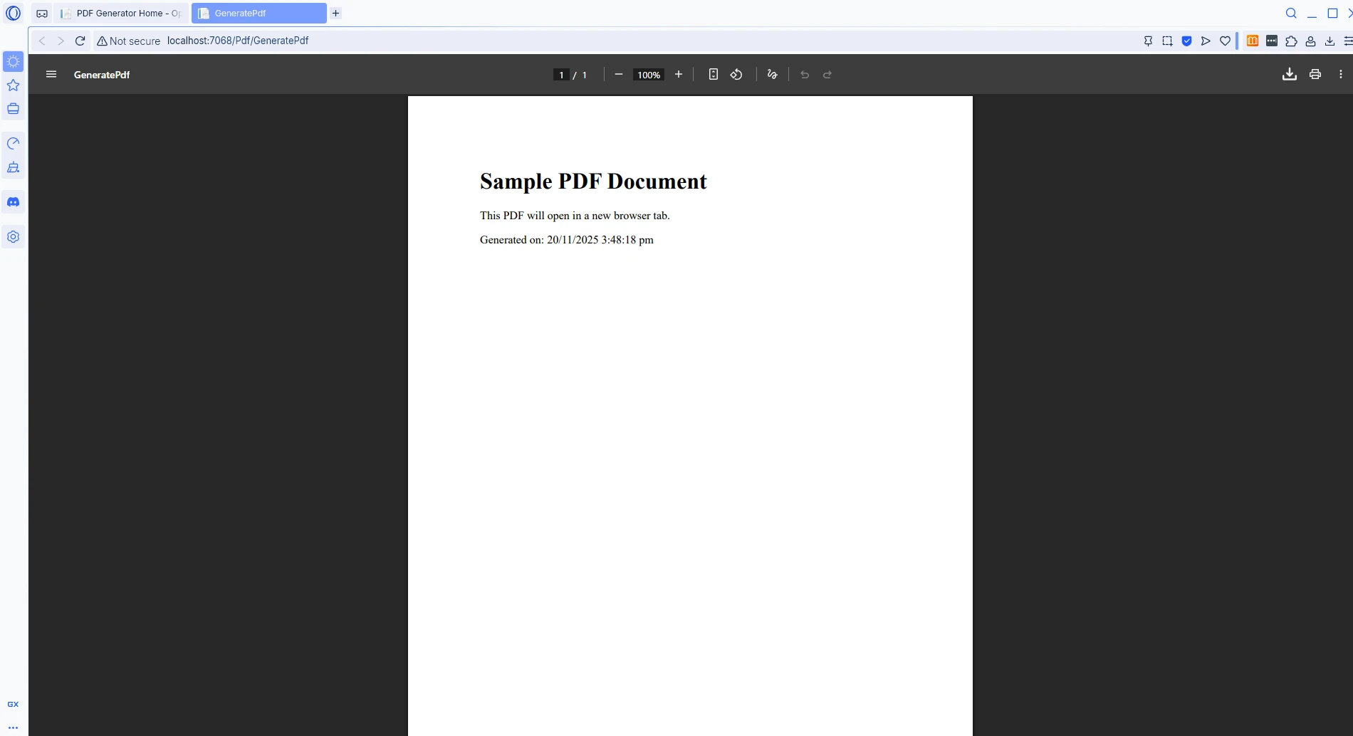 How to Open PDF in New Window ASP .NET C# with IronPDF: Image 2 - Opened PDF in new tab
