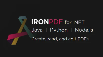 Editor PDF de código abierto (Comparación de herramientas gratuitas y de pago): Figura 6 - IronPDF para .Net: La biblioteca PDF de C#. También disponible para Java, Python y Node.js