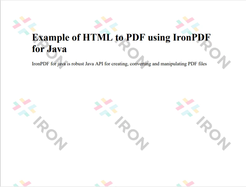 A Comparison Between IronPDF for Java and OpenPDF for Java - Figure 12: Output of HTML to PDF using IronPDF