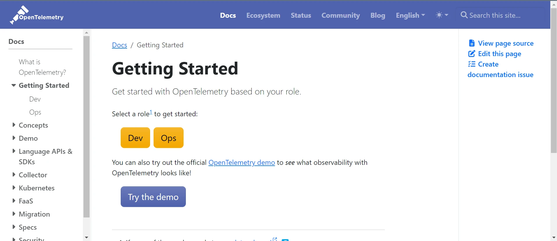 OpenTelemetry Python (How It Works For Developers): Figure 1 - OpenTelemetry homepage