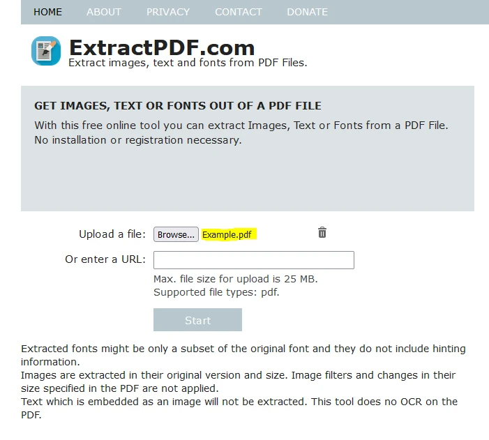 How to Parse Data from PDF Documents: Figure 2 - Uploading the example PDF through 'Browse'