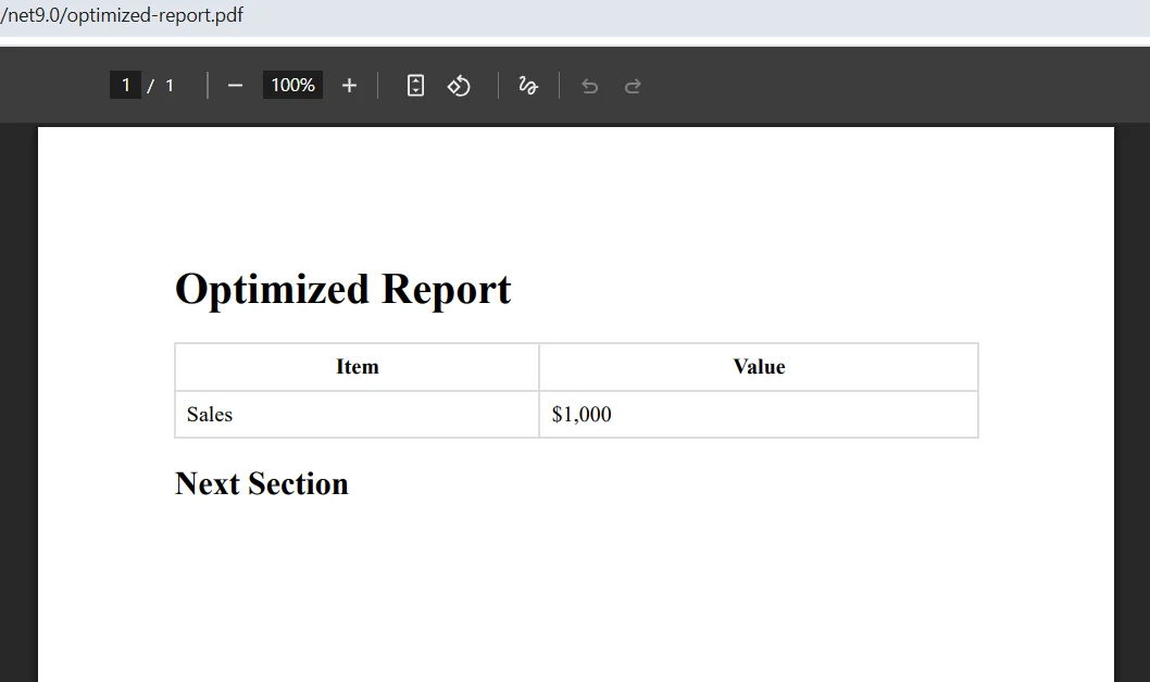 How to Use PDF API .NET Solutions with IronPDF: Figure 10 - Optimized PDF Output