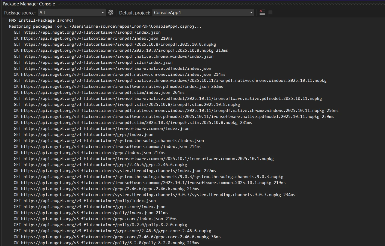 Discover the Key Features of the PDF .NET SDK Using IronPDF: Image 3 - Installation