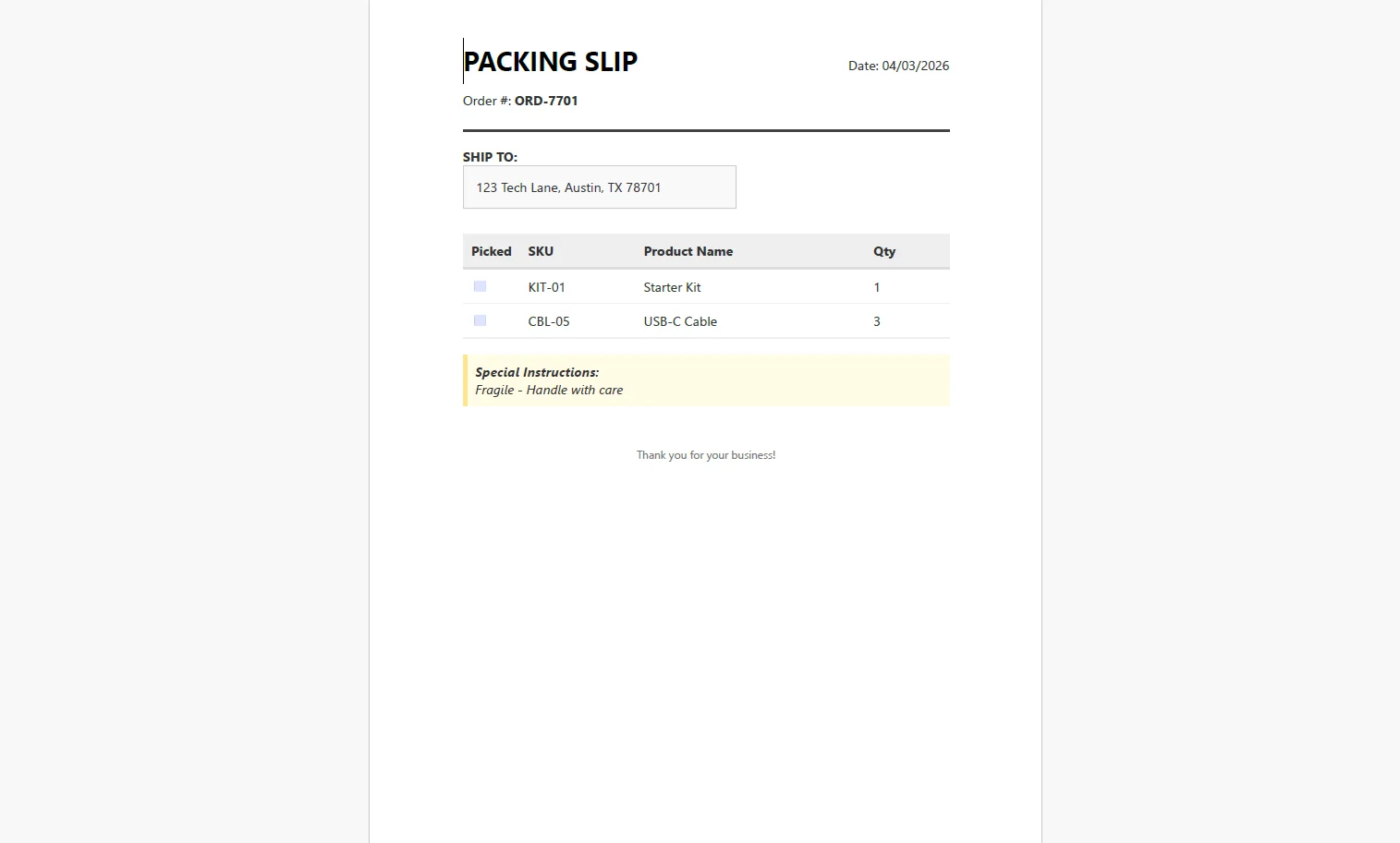 IronPDF example output