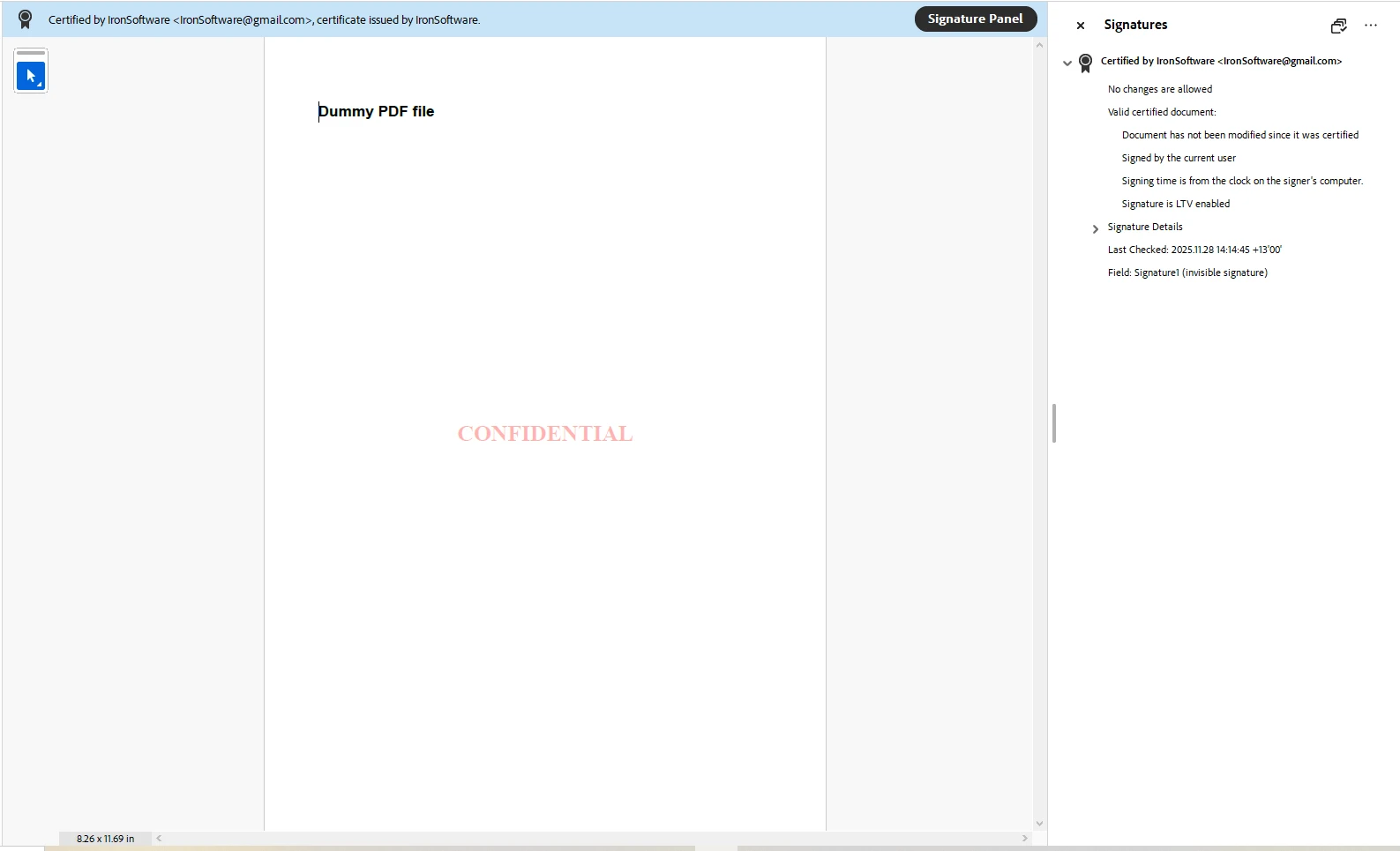 PDF with certified signature