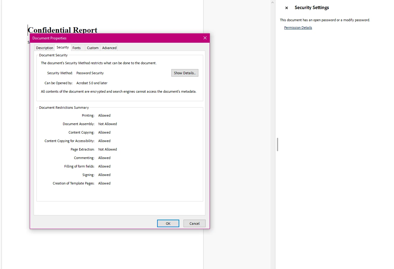 PDF Security .NET: Encrypt, Password Protect, and Control Permissions with IronPDF: Image 2 - PDF with custom permissions