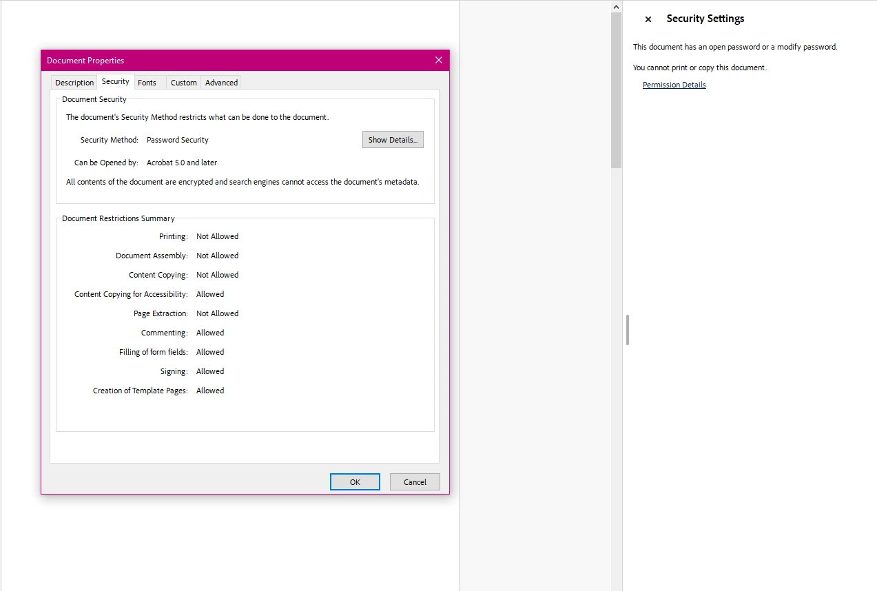 PDF Security .NET: Encrypt, Password Protect, and Control Permissions with IronPDF: Image 3 - Edited permissions on existing PDF