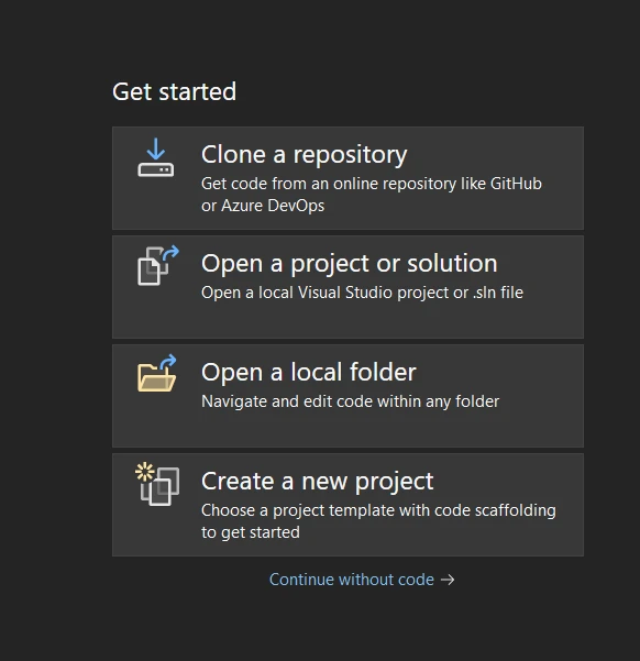 A Comparison Between IronPDF and PdfPig: Figure 3 - Open Visual Studio and click on the option "Create a new project".