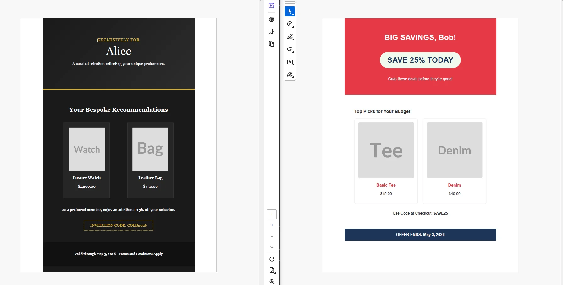 Example of generated multiple PDFs
